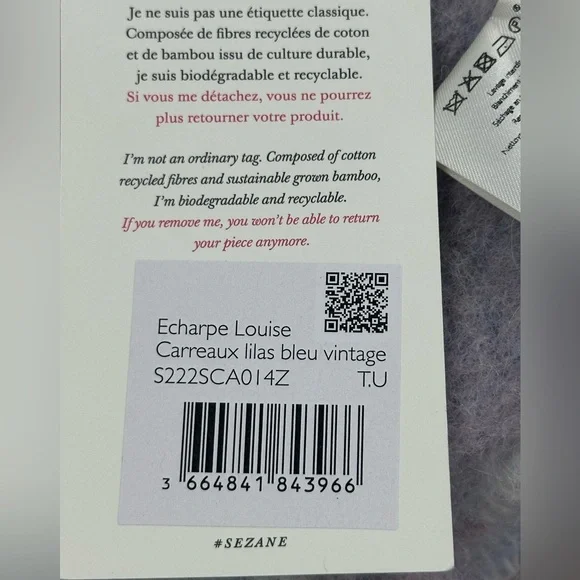 NWT Sezane Louise Scarf, Lilac and Vintage Blue - Picture 8 of 9